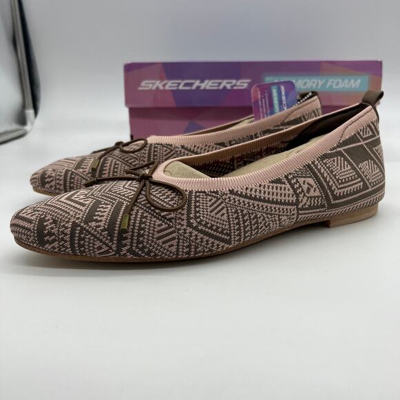 Skechers Flats Size 10 Cleo Ship Knit Vegan Skimmers Sweet Class Mocha - Picture 5 of 11